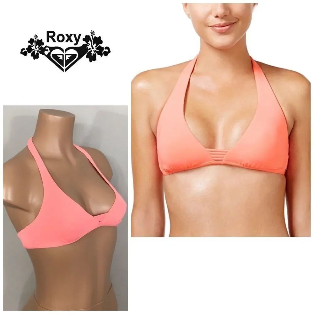 ROXY neon light sherbet orange bikini top. NWT